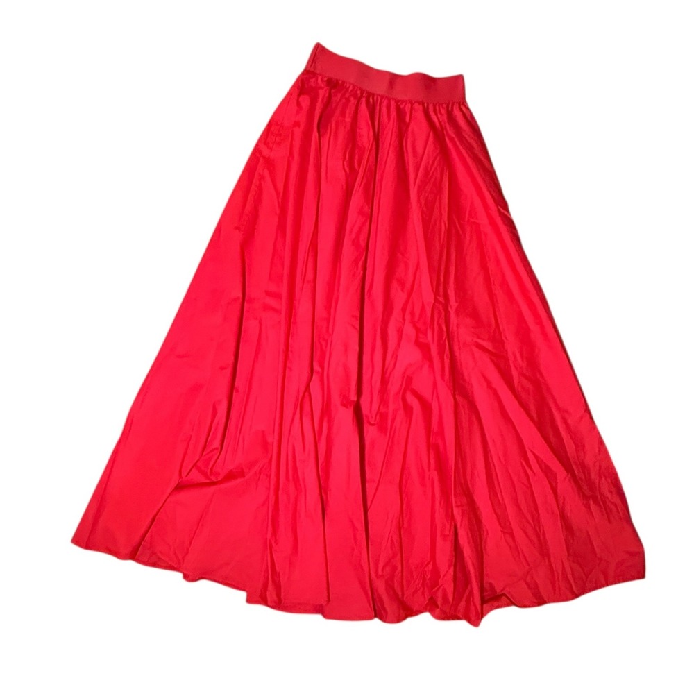 VERGE Red Maxi Skirt High Waist Long Flowy Skirt Sz Large - Picture 2 of 4